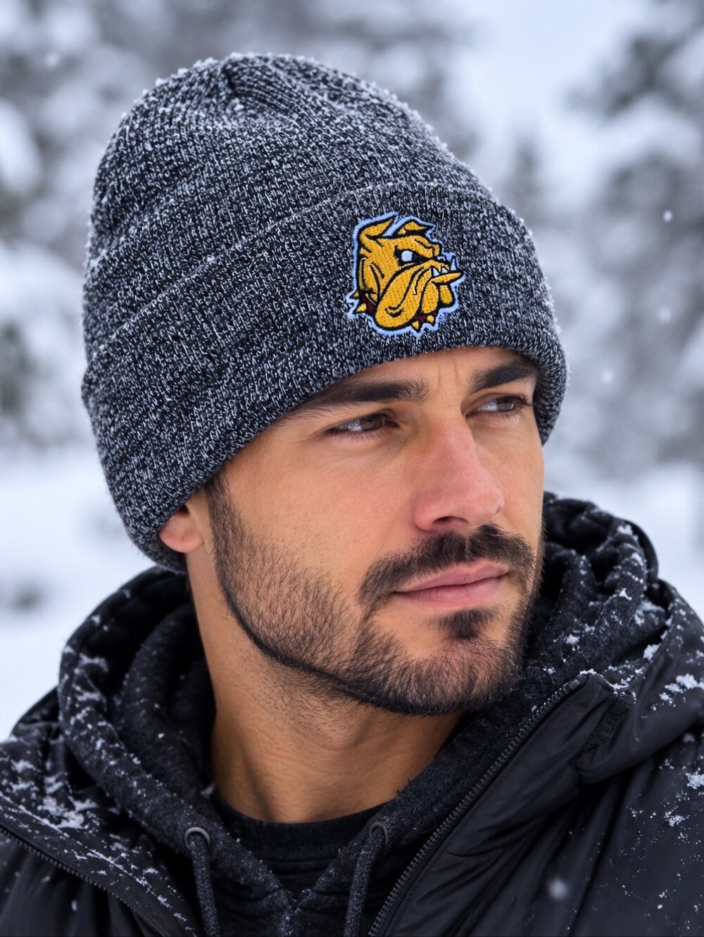 Adult Cuff Beanie - Black Marled
